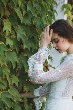 Robe de mariée avec zip séduisant avec manche longue en plein air intemporel - Photo 5