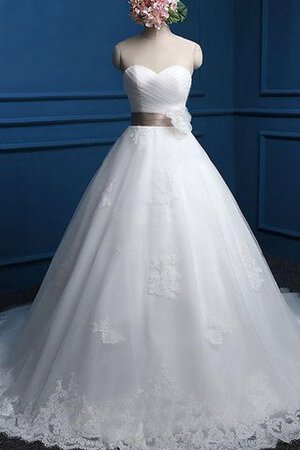 Robe de mariée naturel ceinture en étoffe de col en cœur textile en tulle avec ruban - Photo 1