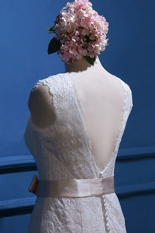 Abito da Sposa Cappellino con Nastro con Fusciacca Senza Maniche V-Scollo Naturale - Foto 2