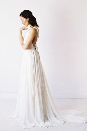 Abito da Sposa V-Scollo Semplice A-Line Schiena Nuda Elegante con Fiocco - Foto 3