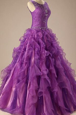 Robe de quinceanera longueur au ras du sol avec perle avec broderie en satin de lotus - Photo 2