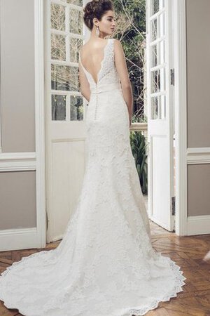 Elegante Vestido de Novia de Corte Recto de Escote en V de Hasta el suelo de Flores - Foto 2