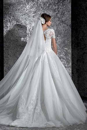 Plissiertes langes luxus Brautkleid mit Bordüre mit Applikation - Bild 2