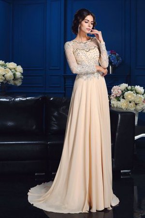 Perlenbesetztes Lange Ärmeln Prinzessin A-Line Brautmutterkleid aus Chiffon - Bild 5