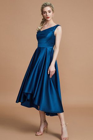 Ärmelloses Normale Taille Prinzessin Brautjungfernkleid aus Satin mit V-Ausschnitt - Bild 5