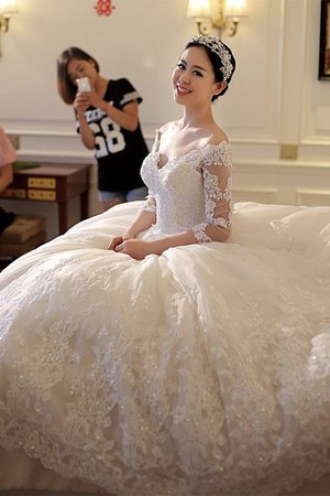 Abito da sposa a terra pudica puffy naturale bellissimo fuori dalla spalla - Foto 2