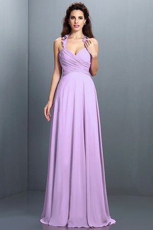 Normale Taille Nackenband Chiffon Sittsames Brautjungfernkleid mit Reißverschluss - Bild 19