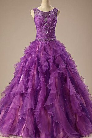 Robe de quinceanera longueur au ras du sol avec perle avec broderie en satin de lotus - Photo 1