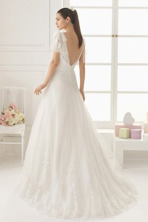 Abito da Sposa Pudica con Manica Corte V-Scollo a Sala A-Line Chiffon Coperta - Foto 2