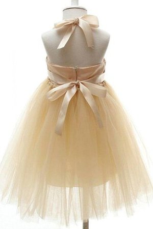 Robe de cortège enfant a-ligne dénudé en organza de tour de ceinture en haute avec fleurs - Photo 3