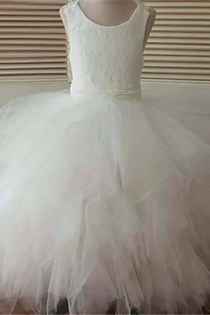 Robe de cortège enfant naturel de mode de bal en organza encolure ronde avec fleurs - Photo 2