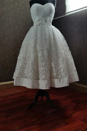 Robe de mariée vintage ruché avec zip decoration en fleur en organza - Photo 3