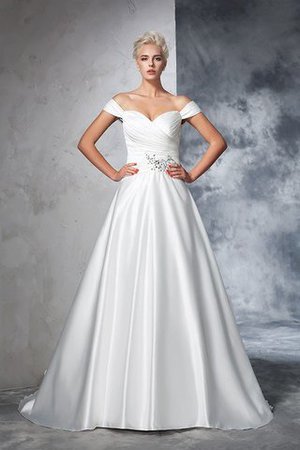 Abito da Sposa Ball Gown con Increspato in Taffeta Fuori dalla spalla Senza Maniche - Foto 3