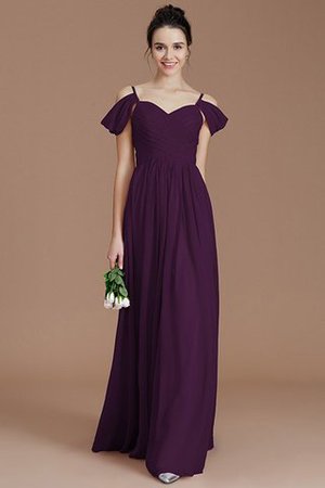 Robe demoiselle d'honneur en chiffon avec sans manches a-ligne ruché avec zip - Photo 19