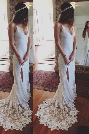 Elegante Vestido de Novia de Sin mangas de Encaje Adorno de Cola Corte - Foto 1