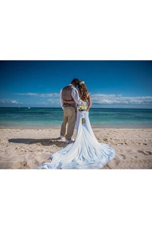 Abito da Sposa con Applique Tubino a Spiaggia Profondo V-scollo in pizzo in Pizzo - Foto 5