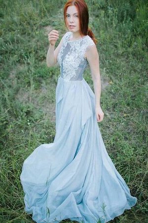 Robe de mariée au bord de la mer a-ligne au niveau de cou avec sans manches avec chiffon - Photo 6