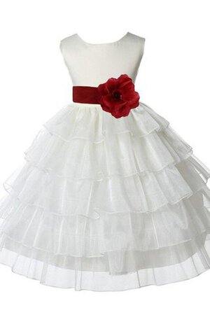 Robe de cortège enfant arrivée au mollet avec fleurs avec gradins en satin avec zip - Photo 1