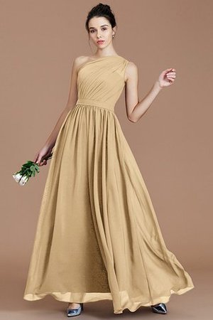 Robe demoiselle d'honneur naturel en chiffon ruché ligne a d'épaule asymétrique - Photo 16