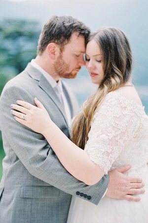 Elegante Vestido de Novia de Hasta el suelo de Cremallera de Plisado - Foto 3