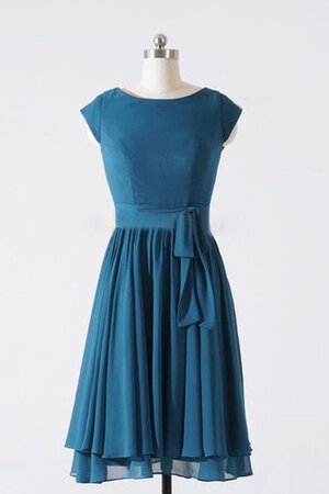 Robe demoiselle d'honneur avec ruban en chiffon ceinture en étoffe au niveau de cou a-ligne - Photo 1