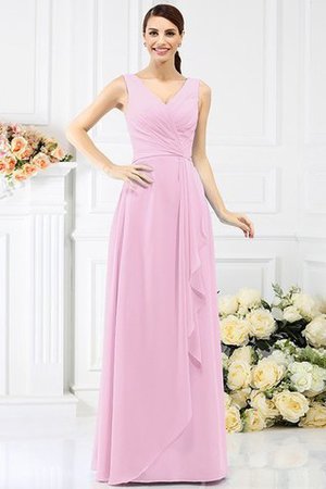 Robe demoiselle d'honneur longue de fourreau en chiffon avec perle v encolure - Photo 22