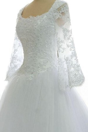 Robe de mariée longueur mollet en satin a-ligne d'épaule asymétrique en tissu pailleté - Photo 3