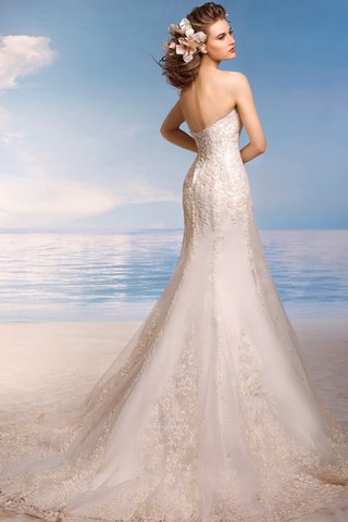 Abito da Sposa sensuale A Terra Sirena Senza Maniche con Applique Allacciato - Foto 2