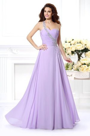 Robe de bal avec perle en chiffon d'épaule asymétrique ligne a de princesse - Photo 1