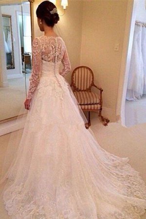 Abito da Sposa Naturale in Pizzo in Tulle V-Scollo Elegante - Foto 2