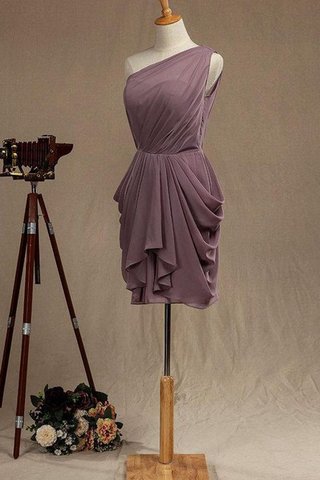 Robe demoiselle d'honneur plissé en chute en chiffon d'épaule asymétrique de lotus - Photo 2