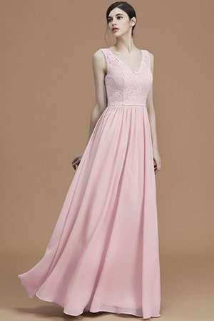 Robe demoiselle d'honneur en chiffon avec sans manches de lotus v encolure a-ligne - Photo 28