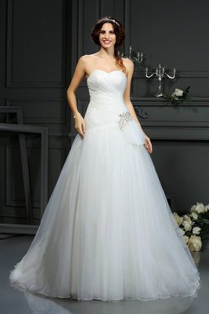 Ärmelloses Organza Prinzessin Zeitloses Brautkleid mit Gericht Schleppe - Bild 2