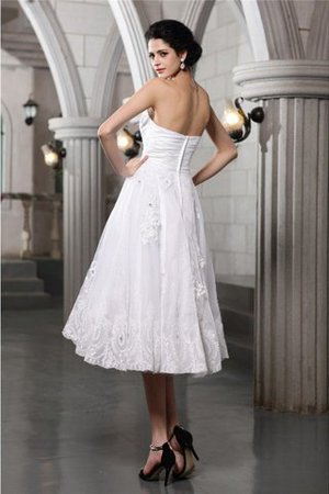 Abito da Sposa con Applique Alta Vita A-Line in Taffeta Cerniera - Foto 2