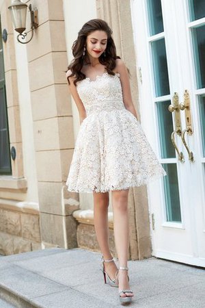 Robe de bal courte naturel de princesse a-ligne avec zip - Photo 1