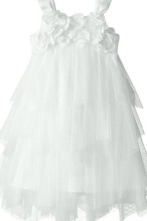 Robe de cortège enfant avec fleurs en tulle a-ligne avec sans manches avec nœud à boucles - Photo 1