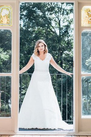 Abito da Sposa in Pizzo Cappellino A-Line in pizzo Spazzola Treno stravagante - Foto 3