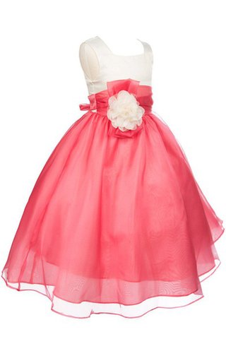 Robe de cortège enfant plissage de tour de ceinture empire a-ligne avec zip textile taffetas - Photo 2