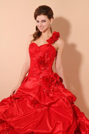 Robe de quinceanera ample de col en cœur de lotus avec fleurs - Photo 3