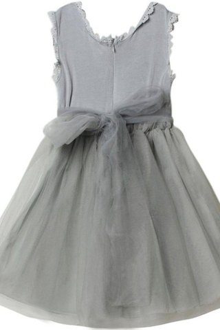 Robe de cortège enfant naturel en tulle avec nœud encolure ronde ligne a - Photo 2