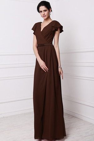 Robe demoiselle d'honneur plissé longue en chiffon avec fronce en forme - Photo 6