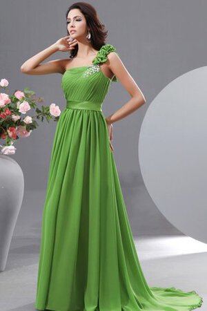 A-Line Chiffon Ein Schulter Brautmutterkleid mit Kristall mit Blume - Bild 2