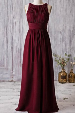 Robe demoiselle d'honneur de col bateau avec zip ruché en chiffon ligne a - Photo 1