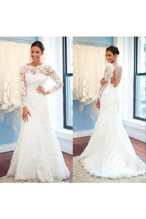 Abito da Sposa con Maniche Lunghe in Pizzo Elegante con Festone conservatore Spazzola Treno - Foto 3