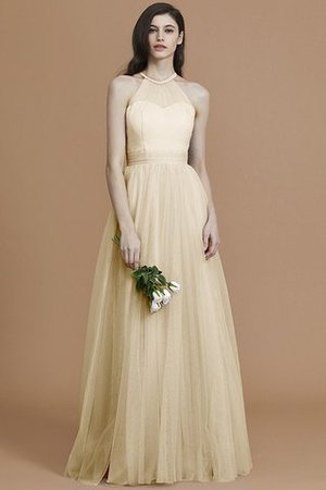Nackenband Prinzessin Bodenlanges Brautjungfernkleid ohne Ärmeln mit Rüschen - Bild 12