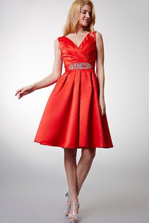 Robe demoiselle d'honneur croisade avec perle en satin manche nulle fermeutre eclair - Photo 3