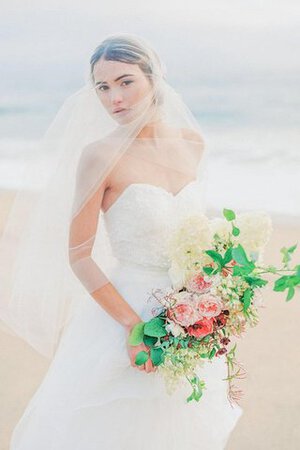 Abito da Sposa a Spiaggia Senza Maniche in Organza A-Line Naturale Cuore - Foto 2