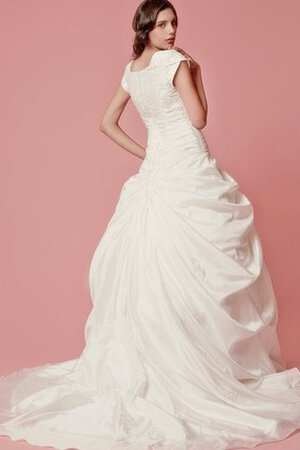 Abito da Sposa A-Line in Taffeta con Ricamo Quadrato moda con Increspature - Foto 3