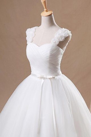 Robe de mariée bretelles spaghetti textile en tulle avec fleurs de mode de bal de col en cœur - Photo 2