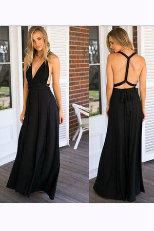 Robe de bal plissage de col en v jusqu'au sol en chiffon trou de serrure - Photo 1